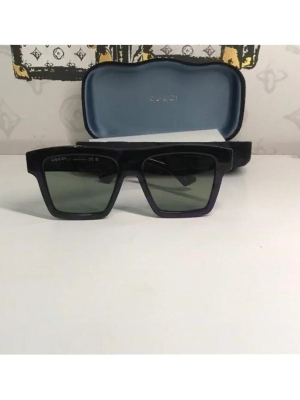 New Authentic Gucci Black and Purple Sunglasses GG0962S 014